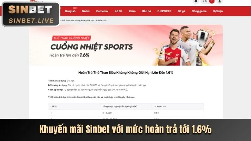Hoàn trả thể thao & casino cao cấp